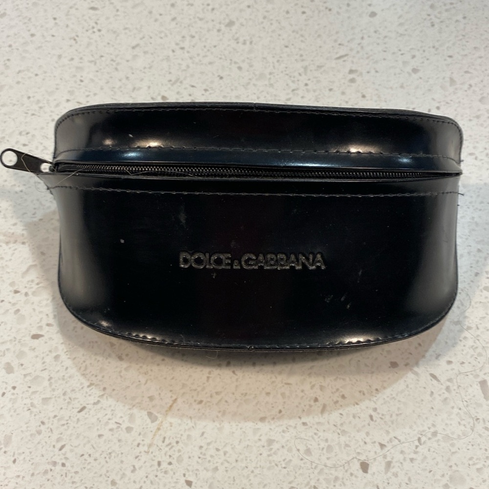 DOLCE & GABBANA D&G black sunglasses case clamshell zipper belt loop